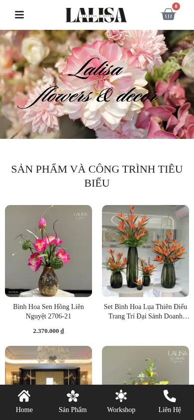 Giao diện trên điện thoại của website Lalisa